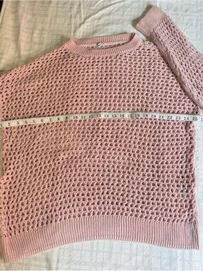 Women's Pink Open-Knit Sweater Silver Icing